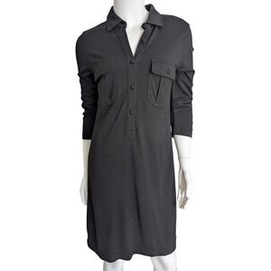 Tuckernuck Persifor Winpenny Dress Small Black Knit Stretch Shirtdress Classic